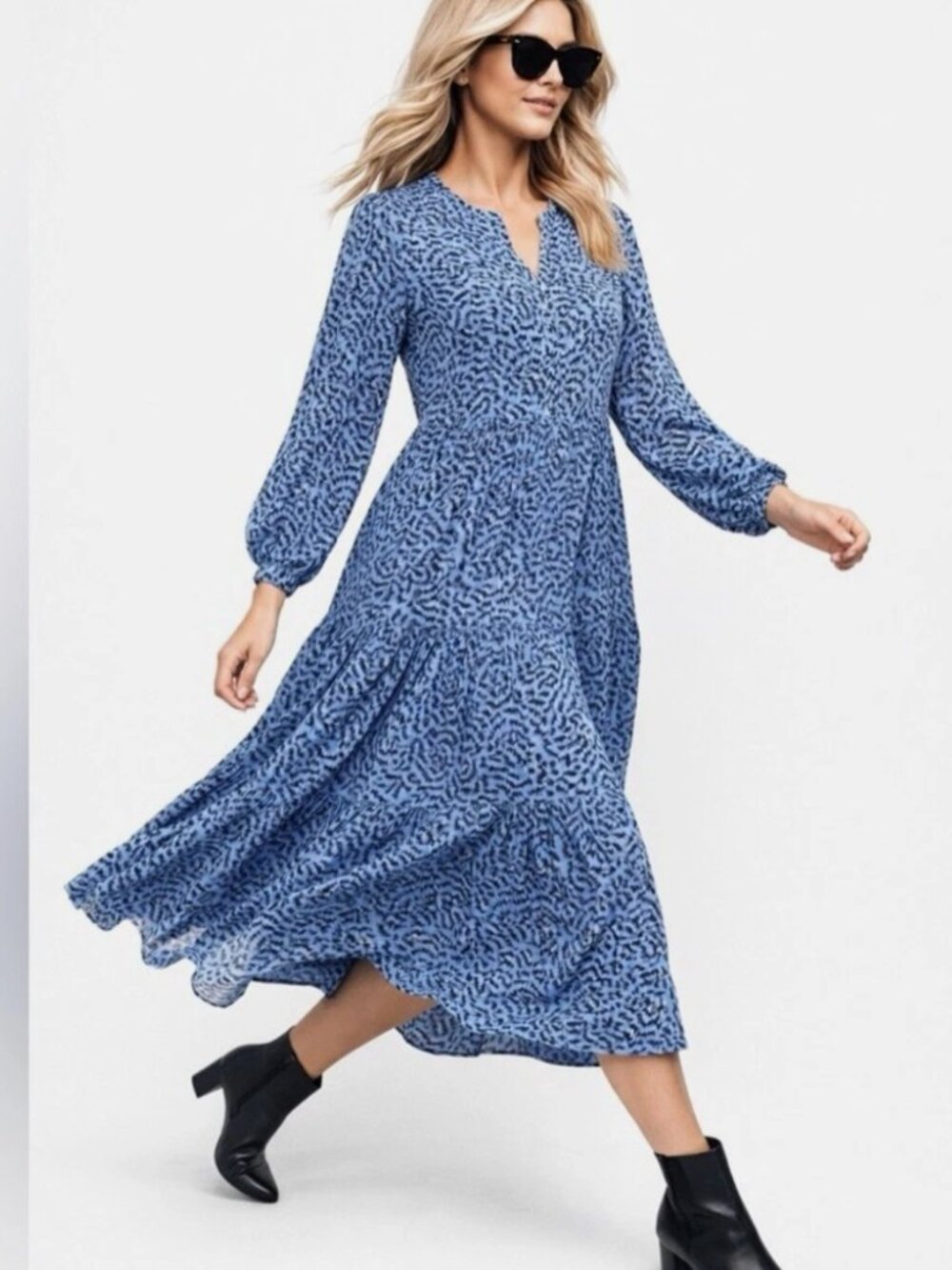Zara (Small)- Blue Angel Tiered Maxi Dress